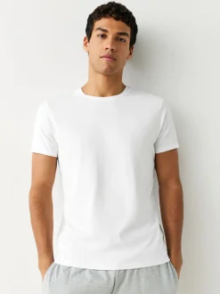 Black/Grey Marl/White/Navy Slim Fit 100% Cotton Layering T-Shirts 5 Pack