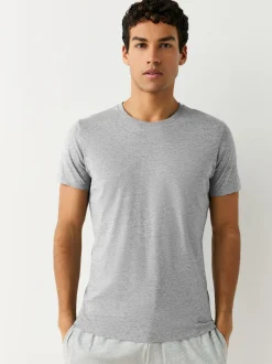 Black/Grey Marl/White/Navy Slim Fit 100% Cotton Layering T-Shirts 5 Pack