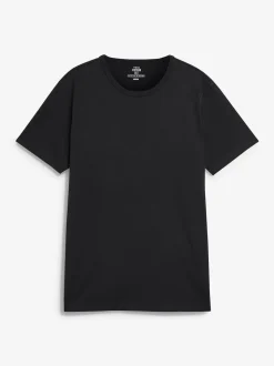 Black/Grey Marl/White/Navy Slim Fit 100% Cotton Layering T-Shirts 5 Pack