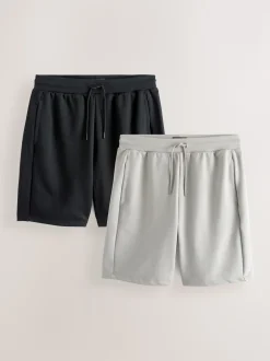 Black/Grey Zip Pocket Jersey Shorts 2 Pack