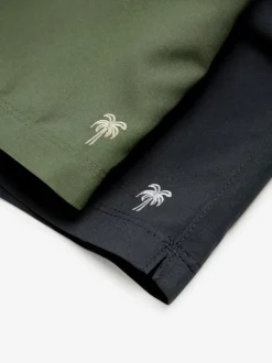 Black/Khaki Green Essential Swim Shorts 2 Pack