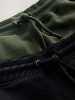 Black/Khaki Green Slim Fit Utility Brushback Heavyweight 2 Pack Cargo Joggers