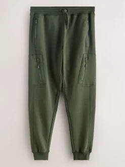 Black/Khaki Green Slim Fit Utility Brushback Heavyweight 2 Pack Cargo Joggers