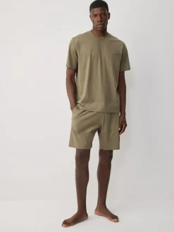 Black/Khaki Green/Ecru Jersey Pyjamas Shorts Set 3 Pack