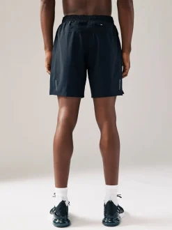 Black/Navy Blue 7 Inch Active Gym Sports Shorts 2 Pack