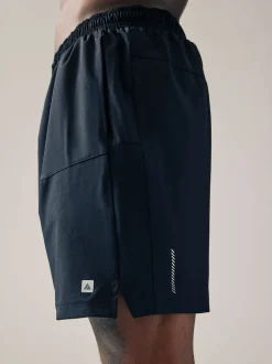Black/Navy Blue 7 Inch Active Gym Sports Shorts 2 Pack