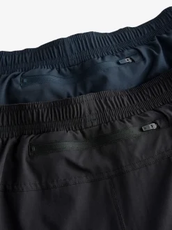 Black/Navy Blue 7 Inch Active Gym Sports Shorts 2 Pack
