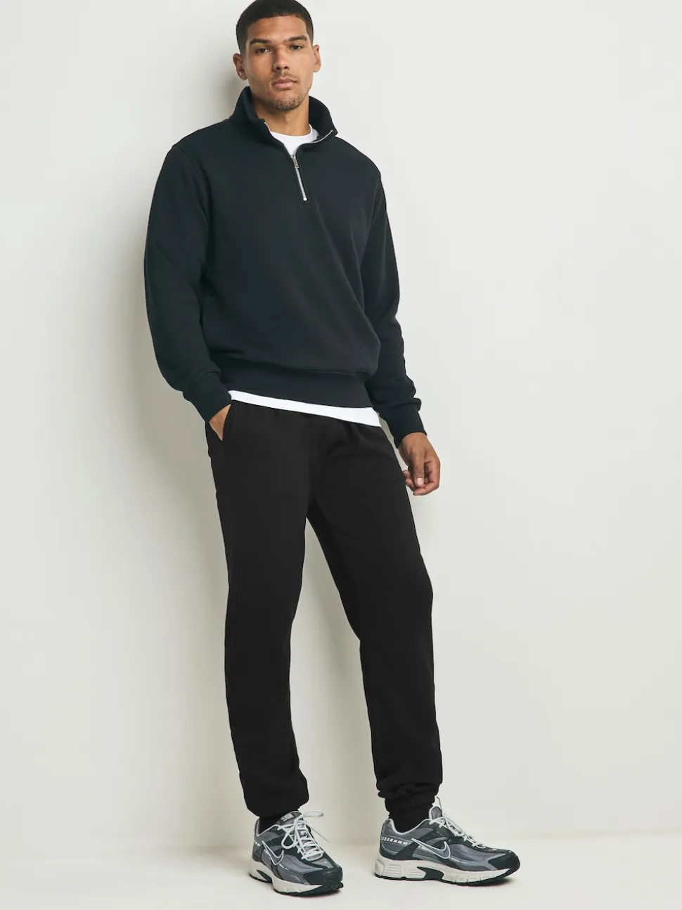 Black/Navy Blue Cuffed Brushback Heavyweight Open 2 Pack Joggers