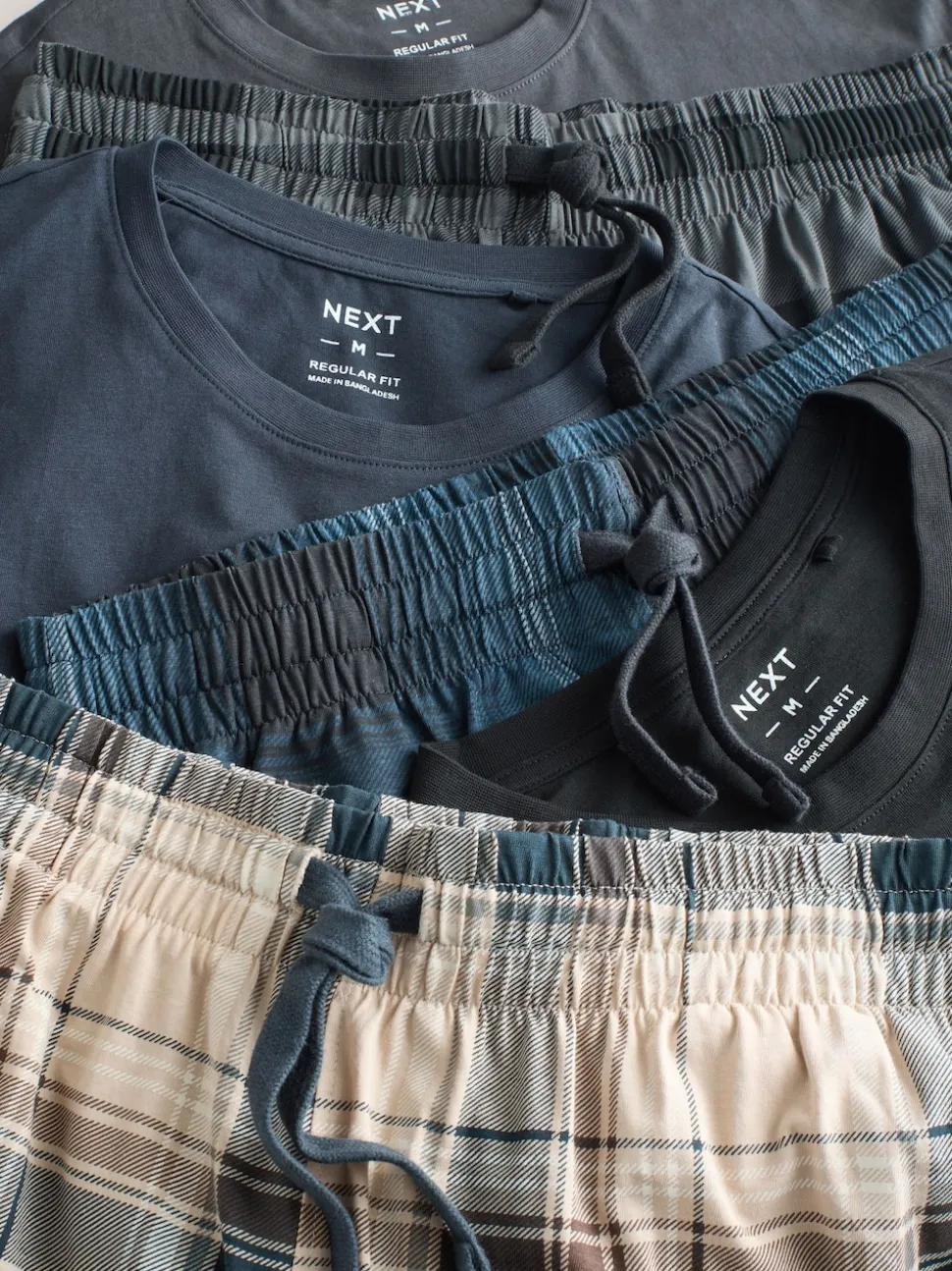 Black/Navy Blue Jersey Check Short Sleeve Pyjamas Set 3 Pack