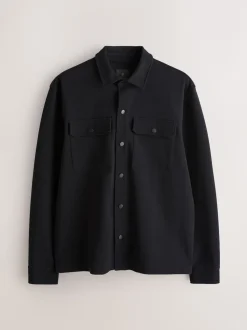 Black/Navy Blue Jersey Twill Popper Shackets 2 Pack
