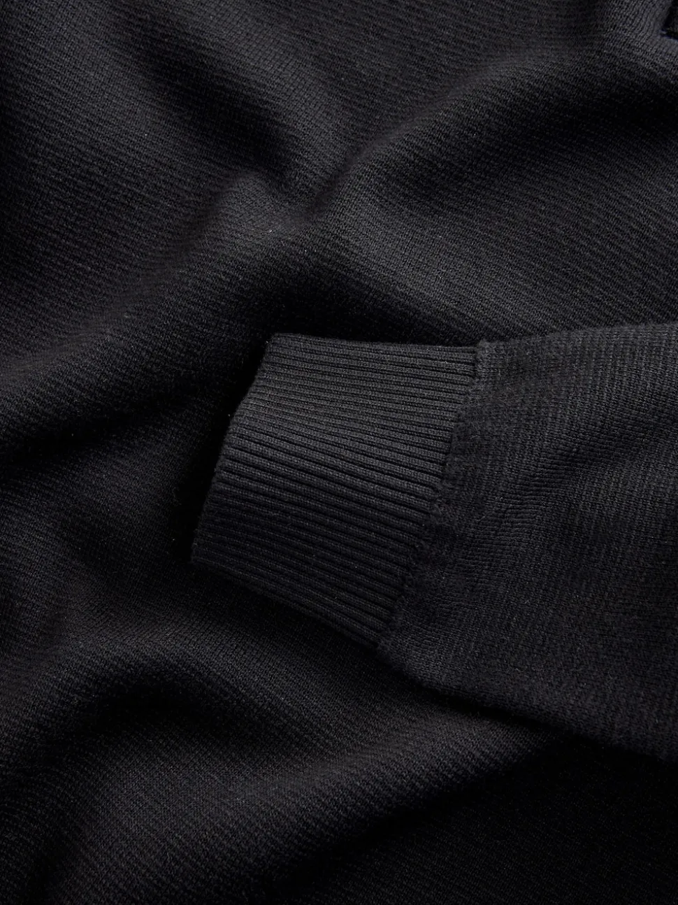 Black/Navy Blue N.Premium 100% Cotton Regular Fit Premium Quarter Zip Jumpers 2 Pack