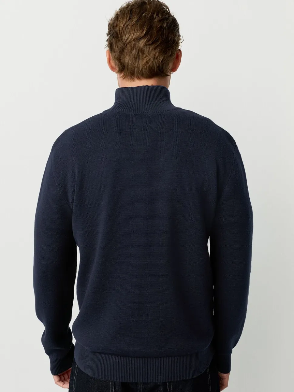 Black/Navy Blue N.Premium 100% Cotton Regular Fit Premium Quarter Zip Jumpers 2 Pack