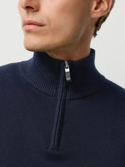 Black/Navy Blue N.Premium 100% Cotton Regular Fit Premium Quarter Zip Jumpers 2 Pack