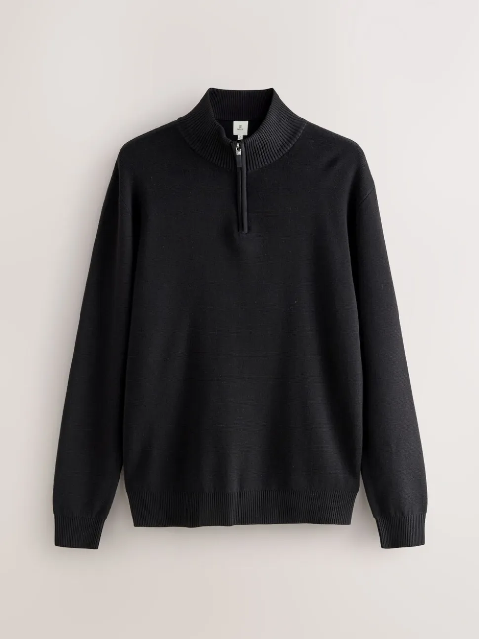 Black/Navy Blue N.Premium 100% Cotton Regular Fit Premium Quarter Zip Jumpers 2 Pack