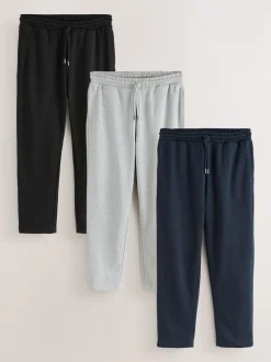 Black/Navy Blue/Grey Marl Brushback Heavyweight 3 Pack Joggers
