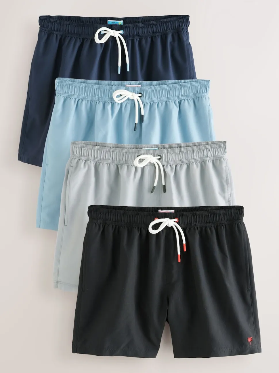 Black/Navy Blue/Light Blue/Grey Essential Swim Shorts 4 Pack