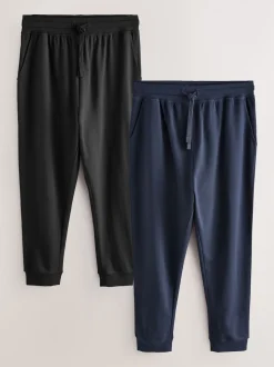 Black/Navy Cuffed Loopback Soft Touch 2 Pack Open Joggers