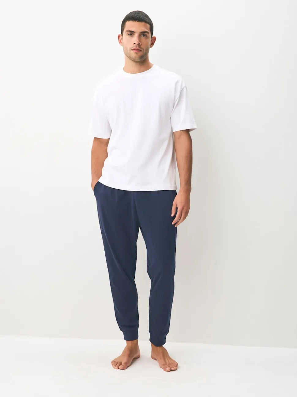 Black/Navy Cuffed Loopback Soft Touch 2 Pack Open Joggers