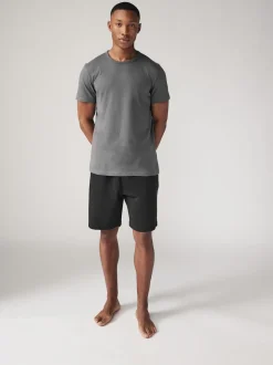 Black/Navy Loopback Soft Touch 2 Pack Jogger Shorts