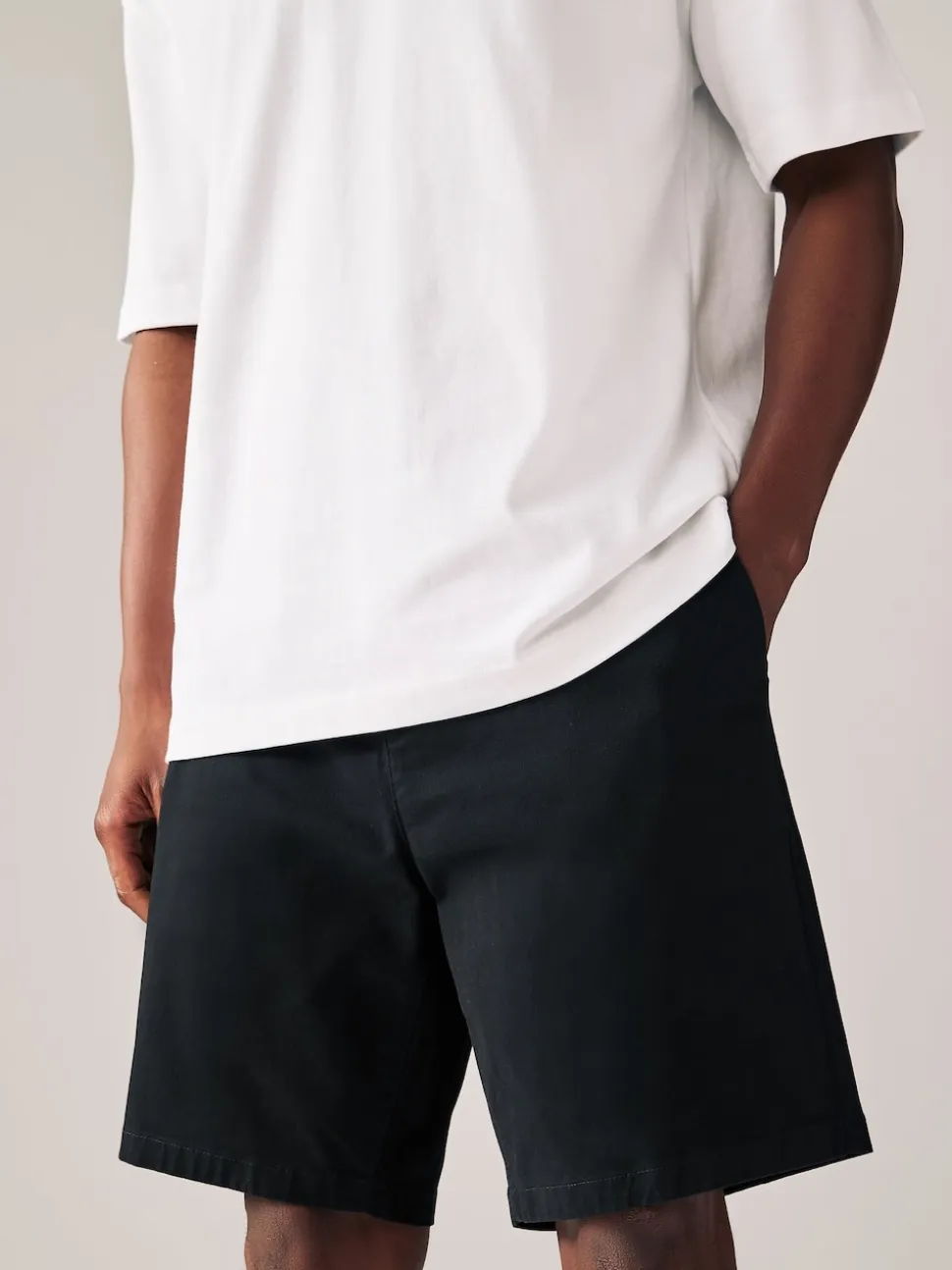 Black/Navy Straight Fit Stretch Chino Shorts 2 Pack
