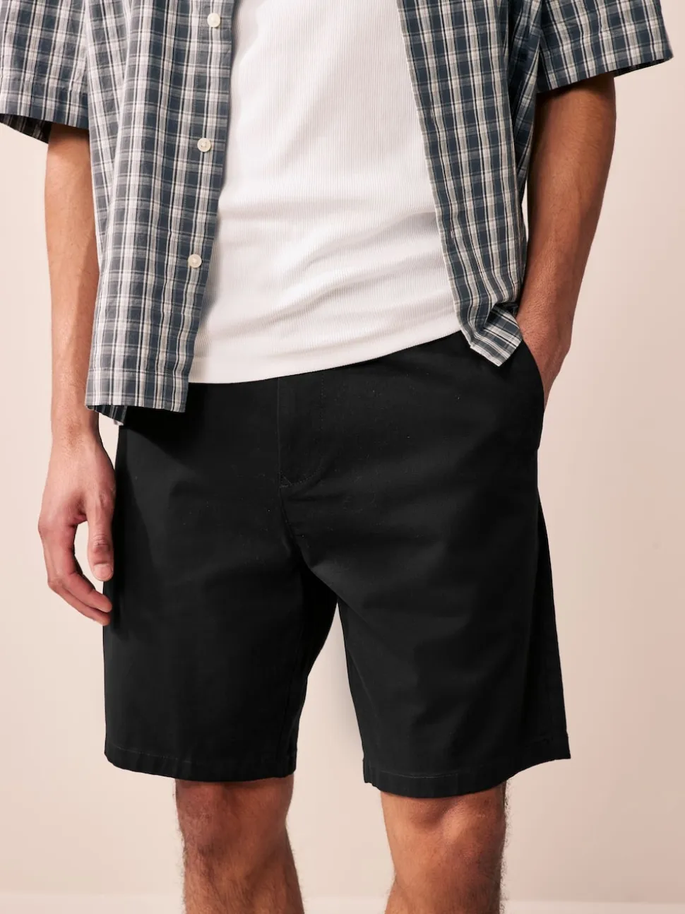Black/Navy/Charcoal Straight Fit Stretch Chinos Shorts 3 Pack