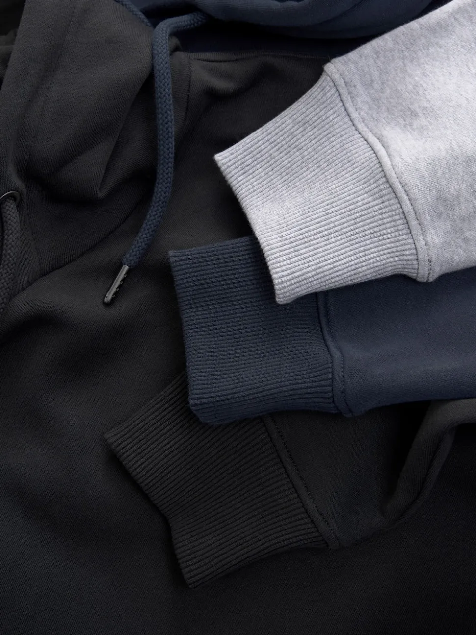 Black/Navy/Grey Marl Jersey Hoodies 3 Pack