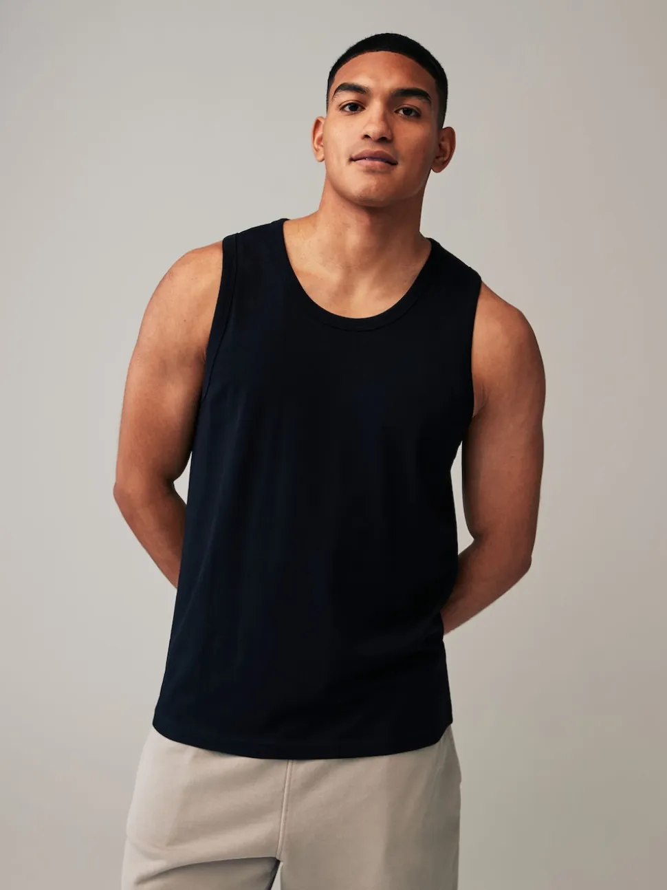 Black/Navy/White/Blue 100% Cotton Vests 4 Pack