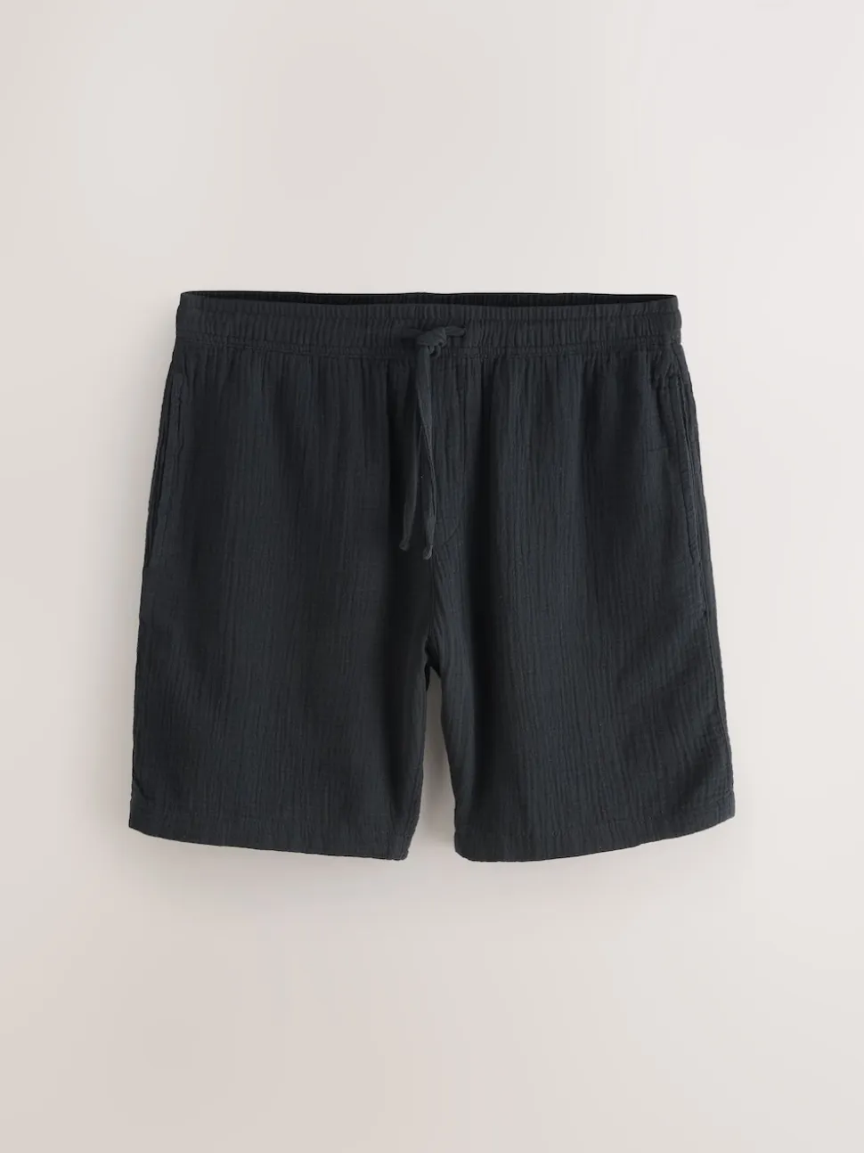 Black/Neutral Brown Short Sleeve T-Shirt With Cheesecloth Texture Shorts