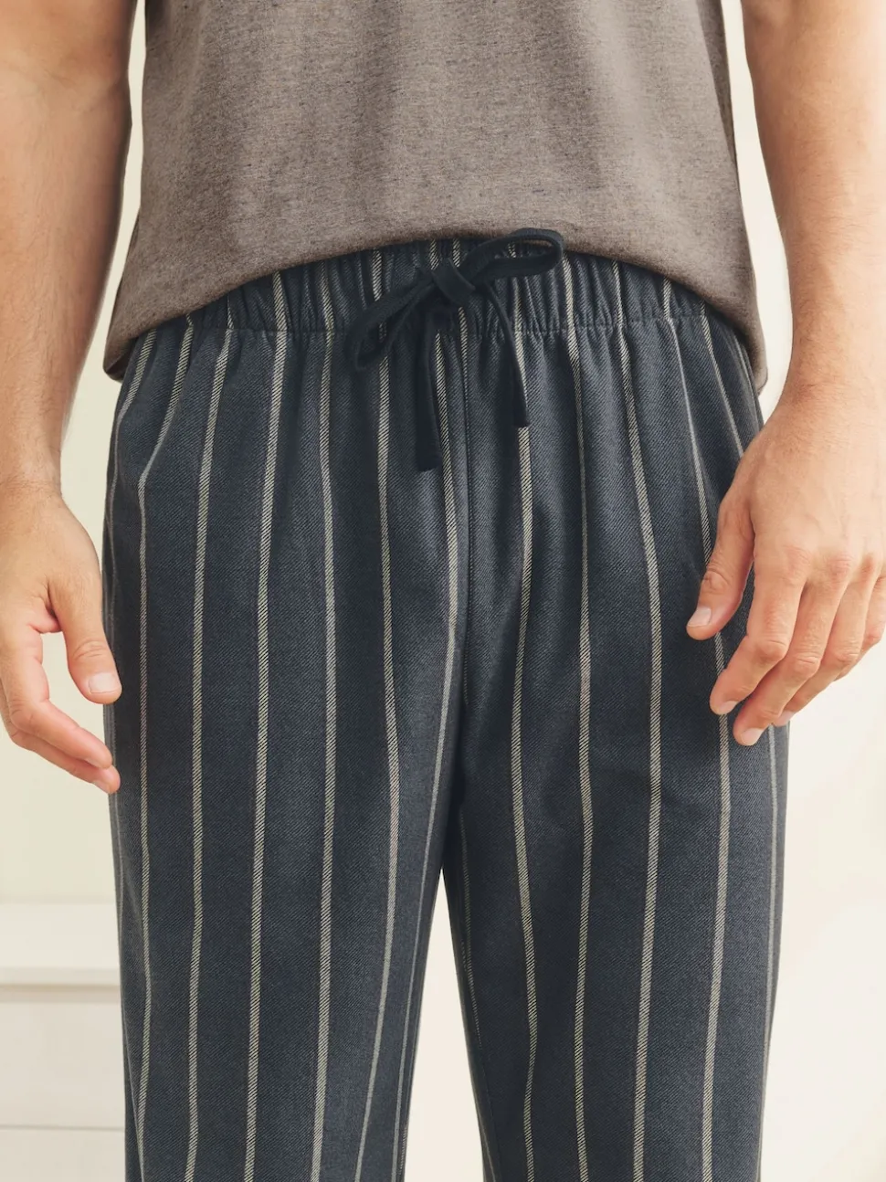 Black/Neutral Stripe Motionflex Cosy Short Sleeve Pyjamas Set