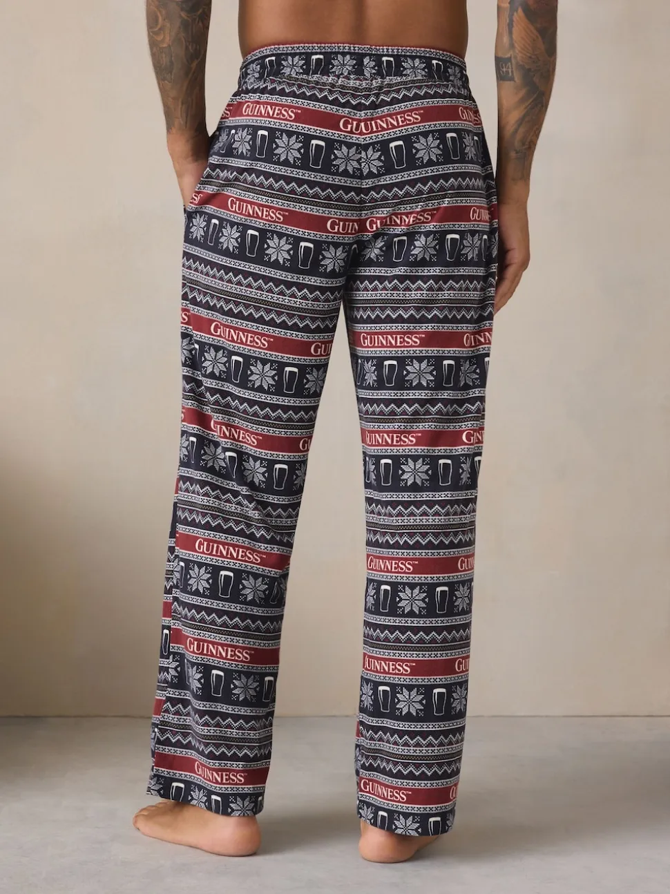 Black/Red Fairisle Guinness License Long Pyjama Bottoms