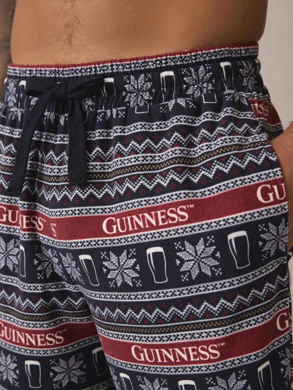 Black/Red Fairisle Guinness License Long Pyjama Bottoms