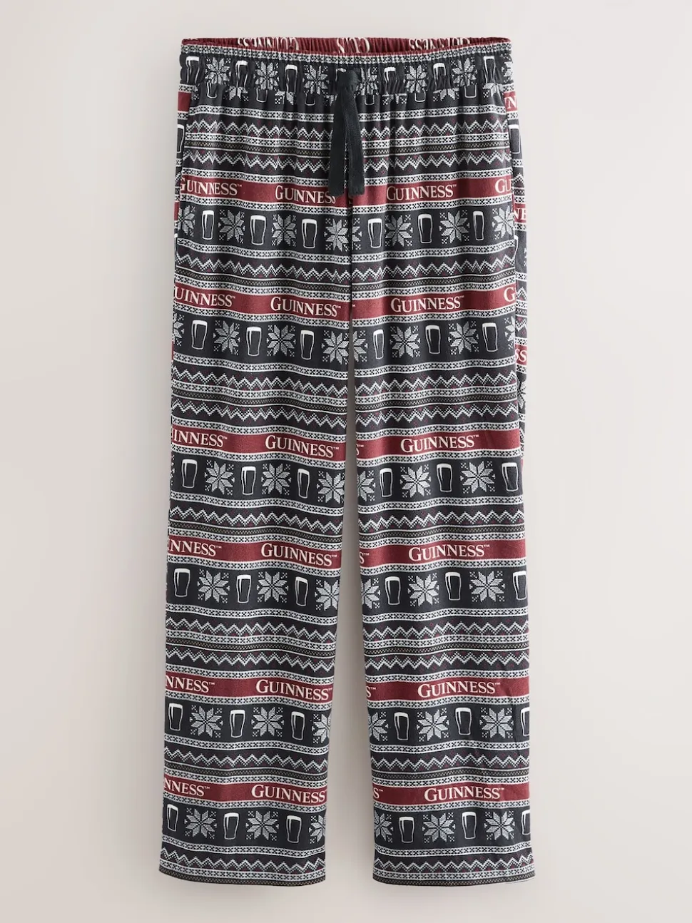 Black/Red Fairisle Guinness License Long Pyjama Bottoms