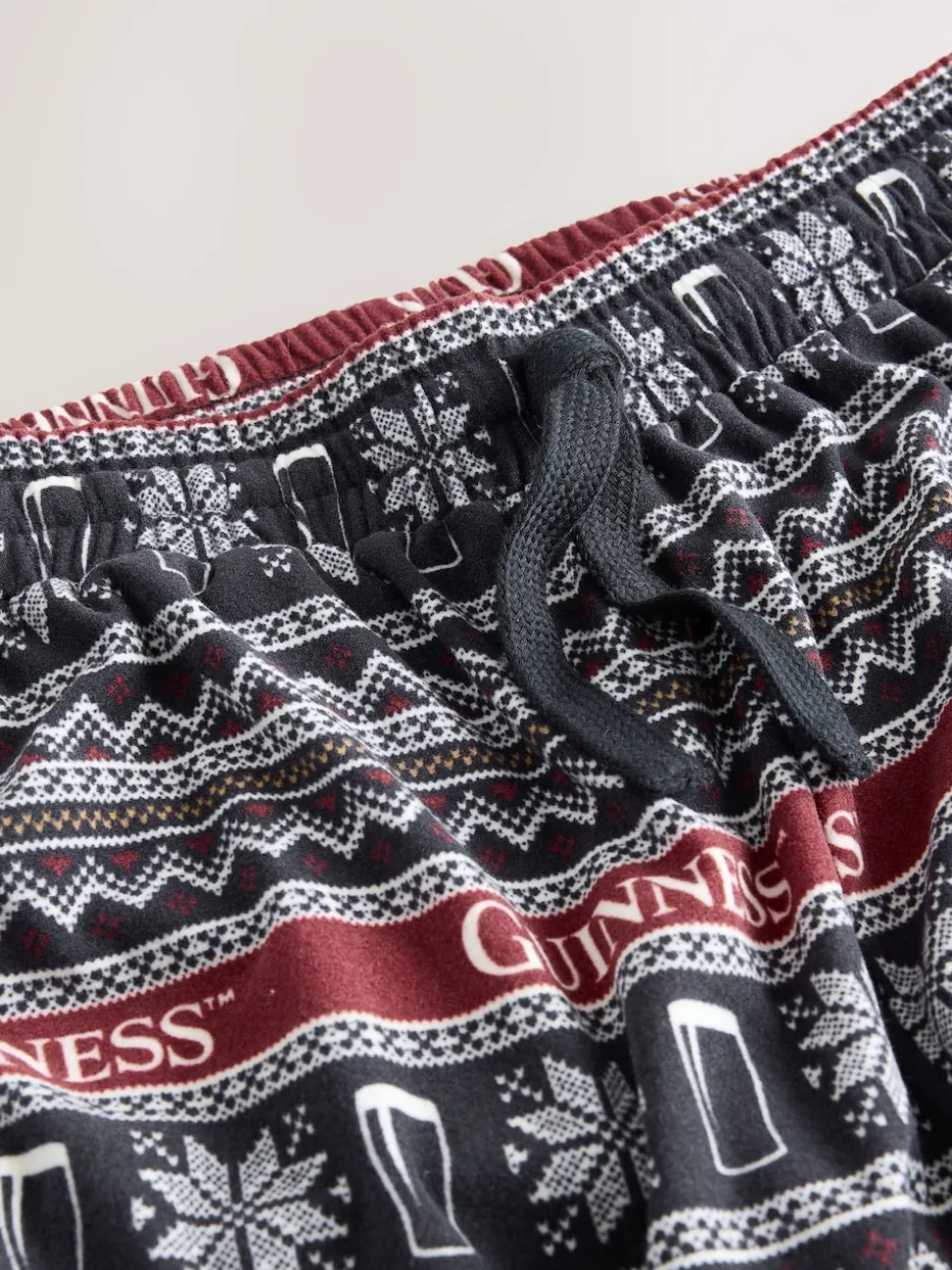 Black/Red Fairisle Guinness License Long Pyjama Bottoms