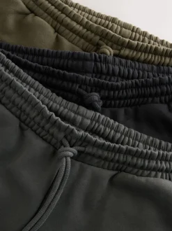 Black/Slate Grey/Khaki Green Brushback Heavyweight 3 Pack Joggers