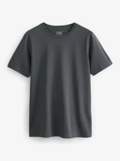 Black/Slate/Grey Marl/White/Navy/Blue Regular Fit Essential Cotton T-Shirts 6 Pack