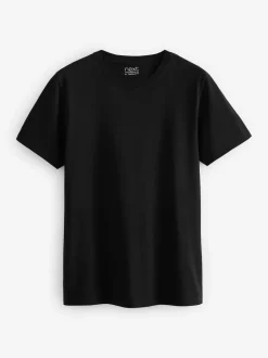 Black/Slate/Grey Marl/White/Navy/Blue Regular Fit Essential Cotton T-Shirts 6 Pack