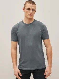 Black/Slate/Grey Marl/White/Navy/Blue Slim Fit Essential Cotton T-Shirts 6 Pack