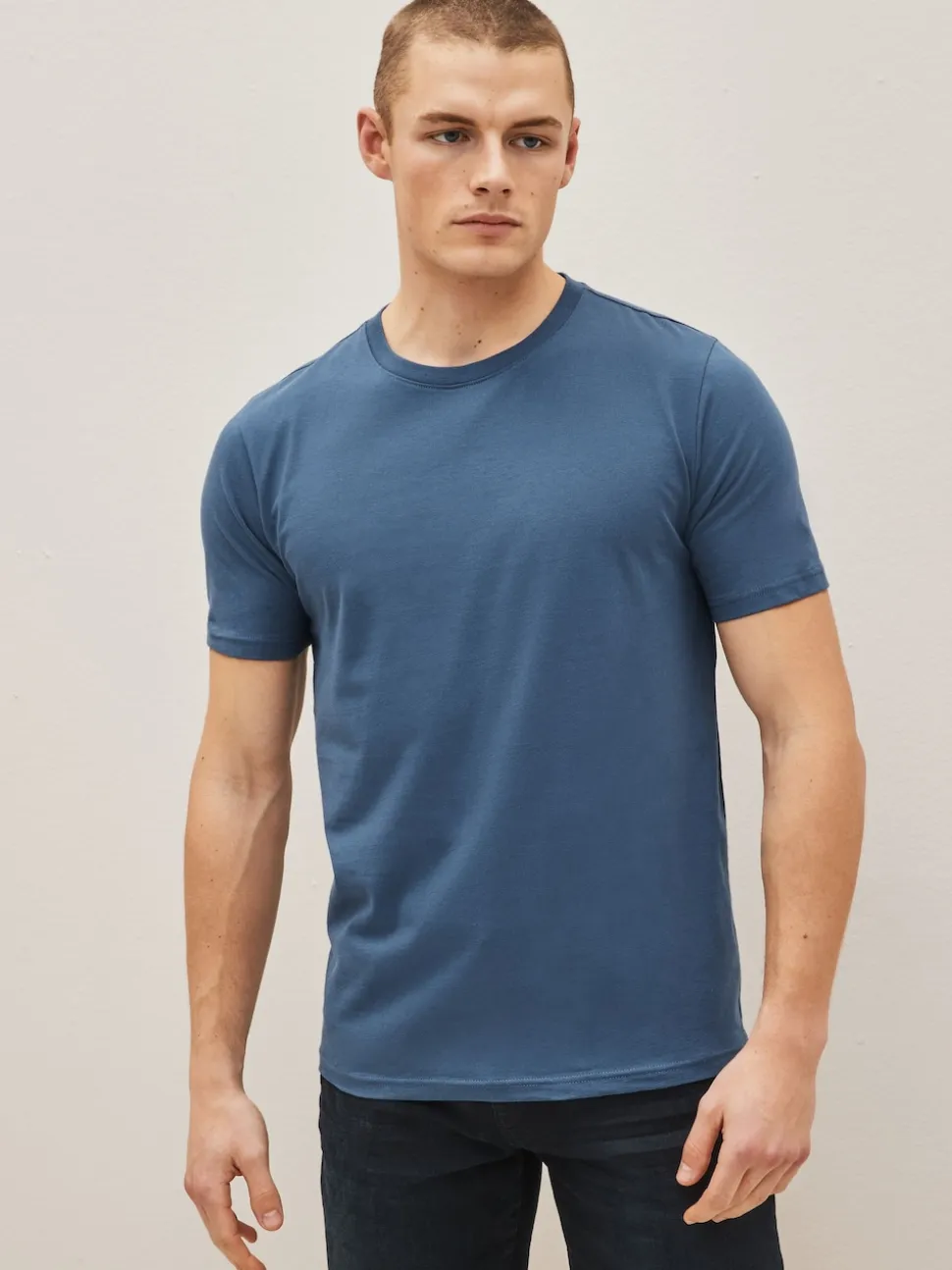 Black/Slate/Grey Marl/White/Navy/Blue Slim Fit Essential Cotton T-Shirts 6 Pack
