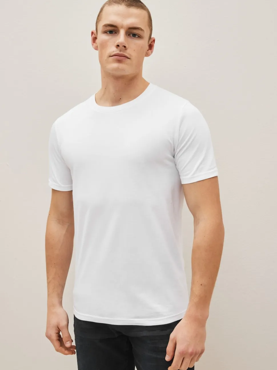Black/Slate/Grey Marl/White/Navy/Blue Slim Fit Essential Cotton T-Shirts 6 Pack