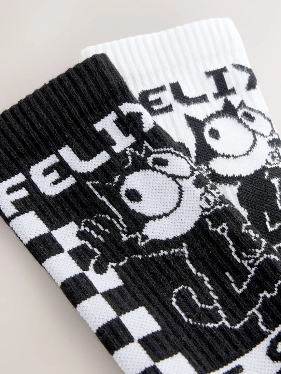 Black/White Felix License Cushioned Sports Socks 2 Pack