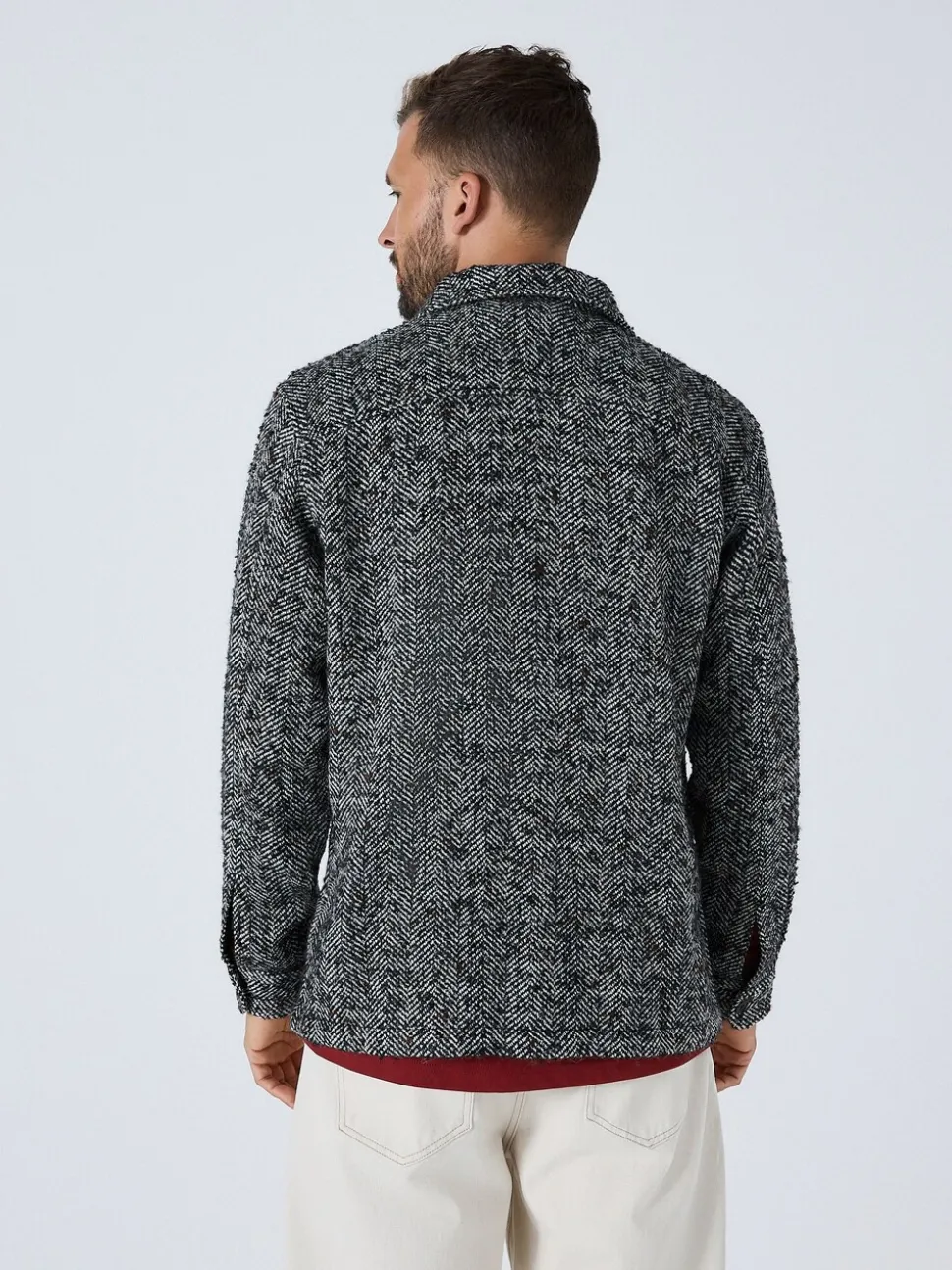 Black/White Herringbone Check Shacket
