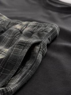 Black/White Monochrome Check Motionflex Cosy Shorts Pyjamas Set
