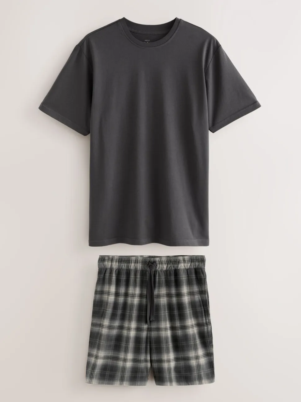 Black/White Monochrome Check Motionflex Cosy Shorts Pyjamas Set