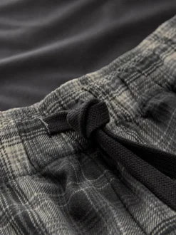 Black/White Monochrome Check Motionflex Cosy Shorts Pyjamas Set