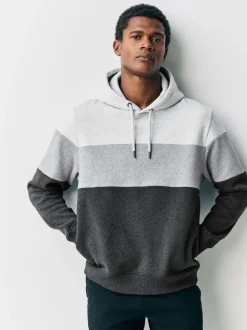 Black/White Overhead Hoodie Colour Blocking Sweatshirt