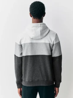 Black/White Overhead Hoodie Colour Blocking Sweatshirt