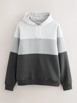 Black/White Overhead Hoodie Colour Blocking Sweatshirt