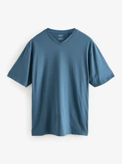 Black/White/Blue/Grey Essential V-Neck 100% Cotton T-Shirts 6 Pack