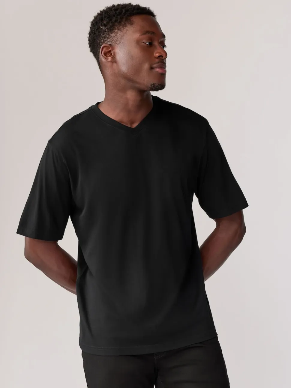 Black/White/Blue/Grey Essential V-Neck 100% Cotton T-Shirts 6 Pack