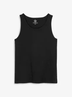 Black/White/Grey Marl/Navy Blue 100% Cotton Layering Vests 5 Pack